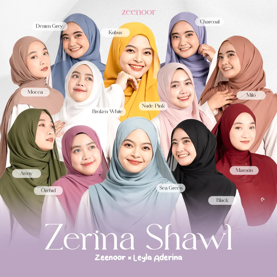 Zeenoor - Zerina Shawl Tudung Labuh (Pashmina Curve Zeenoor x Leyla Aderina)
