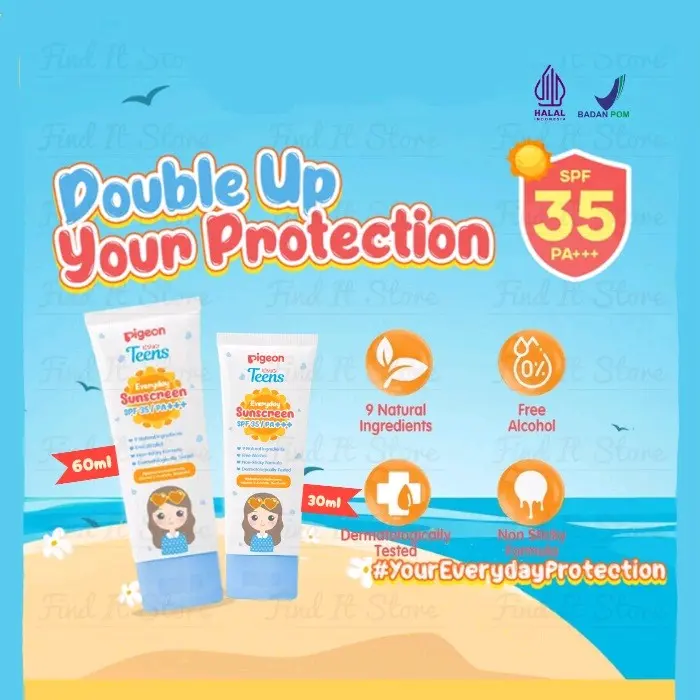 Pigeon Teens Everyday Sunscreen SPF 55 PA++ - Pigeon Teen Sleeping Mask Jelly Glow Sun Screen Sleepingmask Sunblock Sun Block Sunblok Wajah Anak Cream Krim Penolak Panas Kids Lotion Facial 0