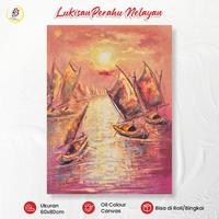 Gambar PROMO Lukisan Dinding Handmade 60x80cm Oil Canvas Berbagai Tema Dekorasi Rumah - Lukisan Perahu Senja, Roll dari Lukisan Bandung Kota Bandung 1 Tokopedia