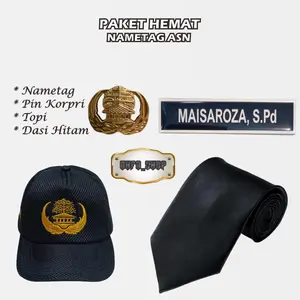 Paket Nametag ASN / Topi Gol 1 / paket latsar (Nametag, Pin Korpri, Dasi & Topi Gol 1)