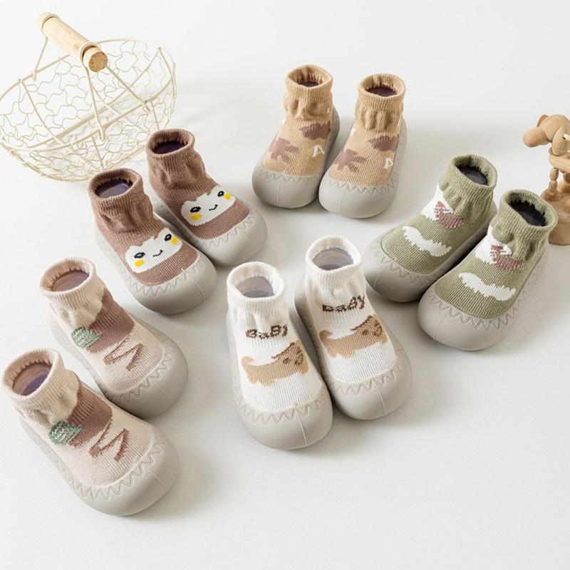  Giày Đế Mềm Hoạt Hình Cho Em Bé Thoáng Khí Chống Trượt Thích Hợp Cho Bé Trai Và Bé Gái Trẻ Sơ Sinh Đi Bộ Trong Nhà Giày Tất Cho Trẻ Mới Biết Đi 