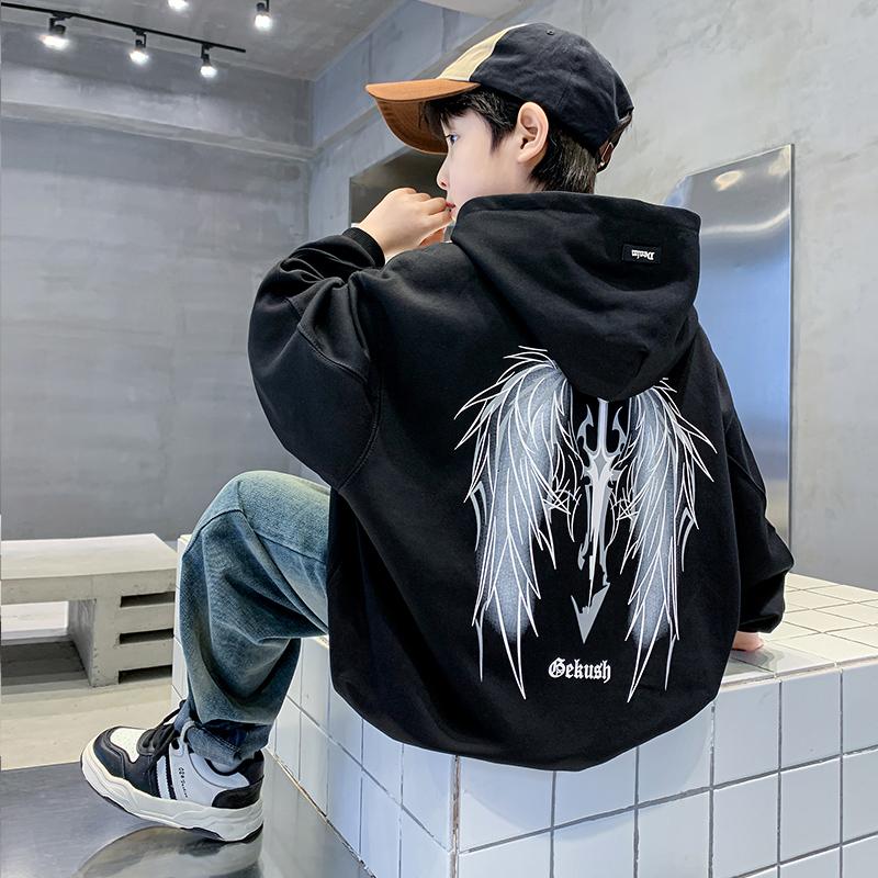 Áo Hoodie Bé Trai In Hình Cánh Thiên Thần Chất Đẹp, Form Rộng Cá Tính – Size 120-170, Áo Nỉ Trẻ Em Thu Đông Hot Trend TikTok