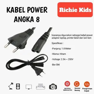 Kabel Power Kabel Socket AC Angka 8 Kabel Lisrik 2 Lubang Panjang 1.8M