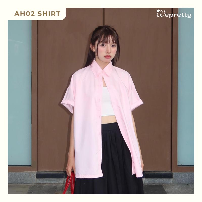 [Deal Xả] Áo Sơ Mi Nữ Ngắn Tay AH02 Wepretty Clothes Chất Thô Nến Bảng Màu Pastel