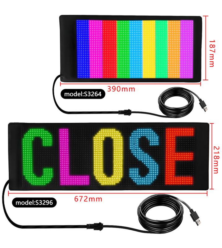 Product Introduction of LED Sign for Car Super Bright Programmable LED Sign USB 5V Flexible LED Matrix Panel For Store Hotel Bar Bluetooth LED Display 19