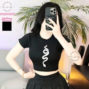 [Thun Thái] Áo Croptop Nữ Dáng Ngắn Ôm Body Thun Thái Form Basic Cổ Tròn Tay Ngắn Mẫu Trơn In Hình Hắc Xà Bạch Xà, Áo Croptop Ôm Body Nữ Áo Kiểu Xinh Đẹp In Hình Độc Lạ Đi Biển Đang Hot 2025 Mặc Hè Mặc Nhà Mặc Đi Chơi Thoải Mái Có