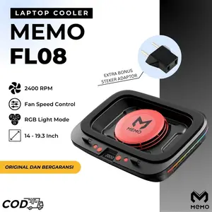Memo FL08 laptop cooling fan with 2400RPM turbo compressed air Cooler laptop pendingin laptop intake Kipas Laptop Gaming kerja editing