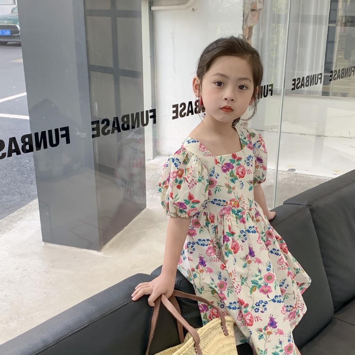 kebei-Gaun musim panas baru untuk anak perempuan modis manis dan imut dengan motif bunga mawar Fashion Kids