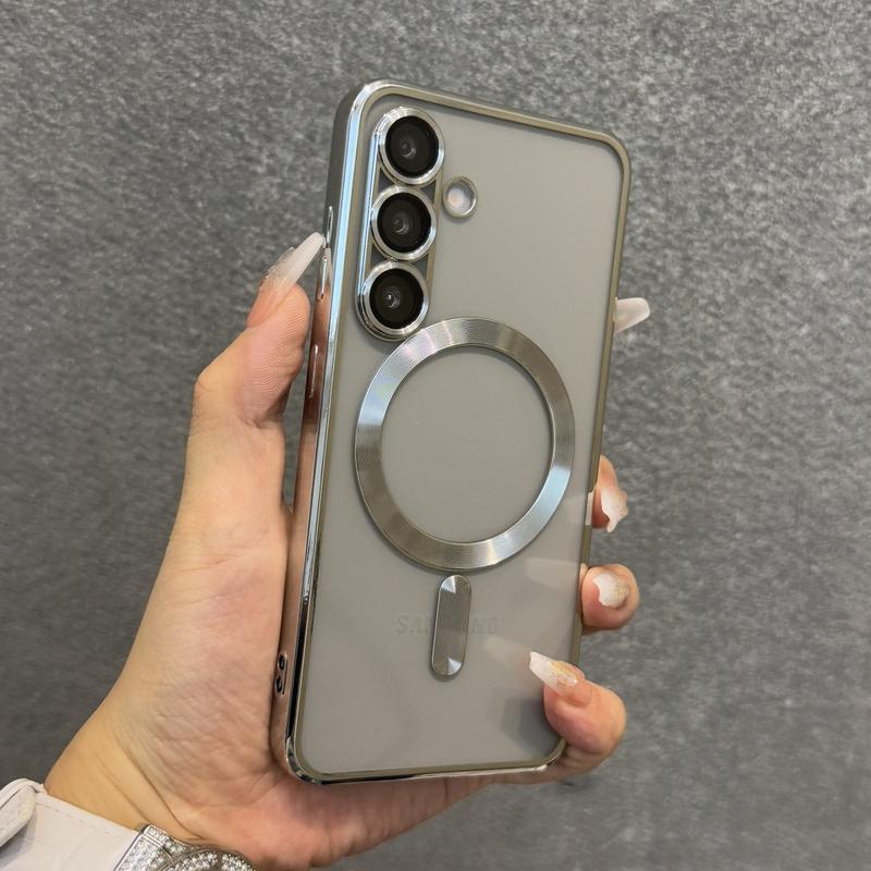 Ốp Điện Thoại Thích Hợp Cho Samsung S25Ultra S24FE S23Plus S22Ultra Ốp ốp Mềm Trong Suốt S21FE S20FE Magsafe Từ Tính Thiết Kế Đơn Giản Bảo Vệ Ống Kính Galaxys25 Cao Cấp A56 A55 A36 A35 A34 A26 A25 A24 A16 A15 A14 A06 A05S A17 A07