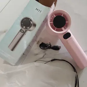 2026 Kipas Angin Mini Portable Genggam Kuat Angin Turbo Mini Air usb Tahan Lama 24 Jam Kecil Murah dengan Tali Gantungan untuk Anak Sekolah M11promax Kipas Genggam Layar LED 120 Gear 16500RPM Angin Kencang
