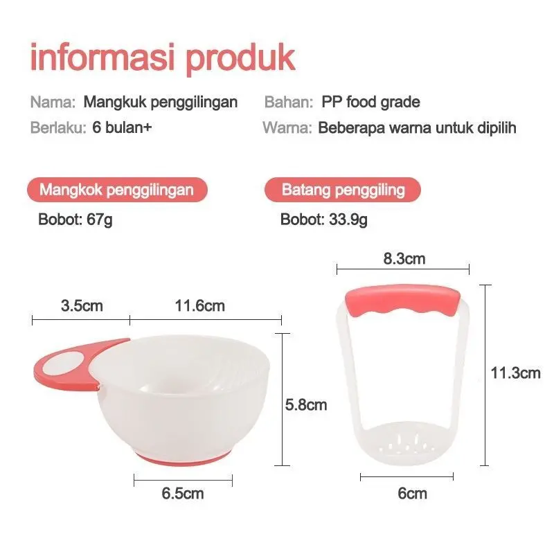 WDS Baby Food Maker Alat Makan Bayi Mangkok Mpasi Grinding Bowl Alat Pembuat Makanan Bayi B03 2