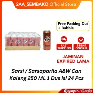 A&W Sarsi Sarsaparila Soda Can Kaleng 250 ML 1 Dus isi 24 Pcs