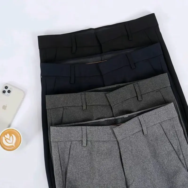 Celana Kantor Formal Slimfit Pria Panjang Kerja Dewasa Casual Hitam Chino Abu Muda Kain Navy 4