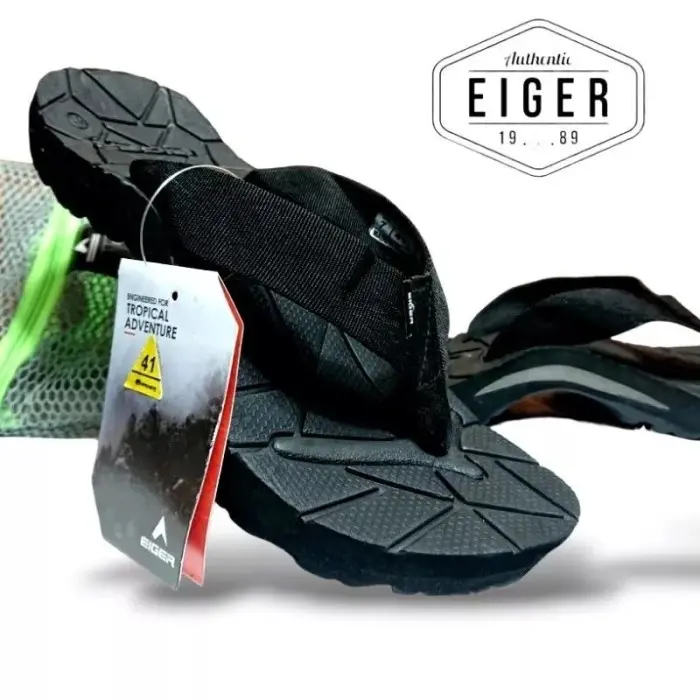Sandal EIGER1989 Model Jepit Tomahawk Pria wanita All Size 39-43 Karet Sendal Hitam 0