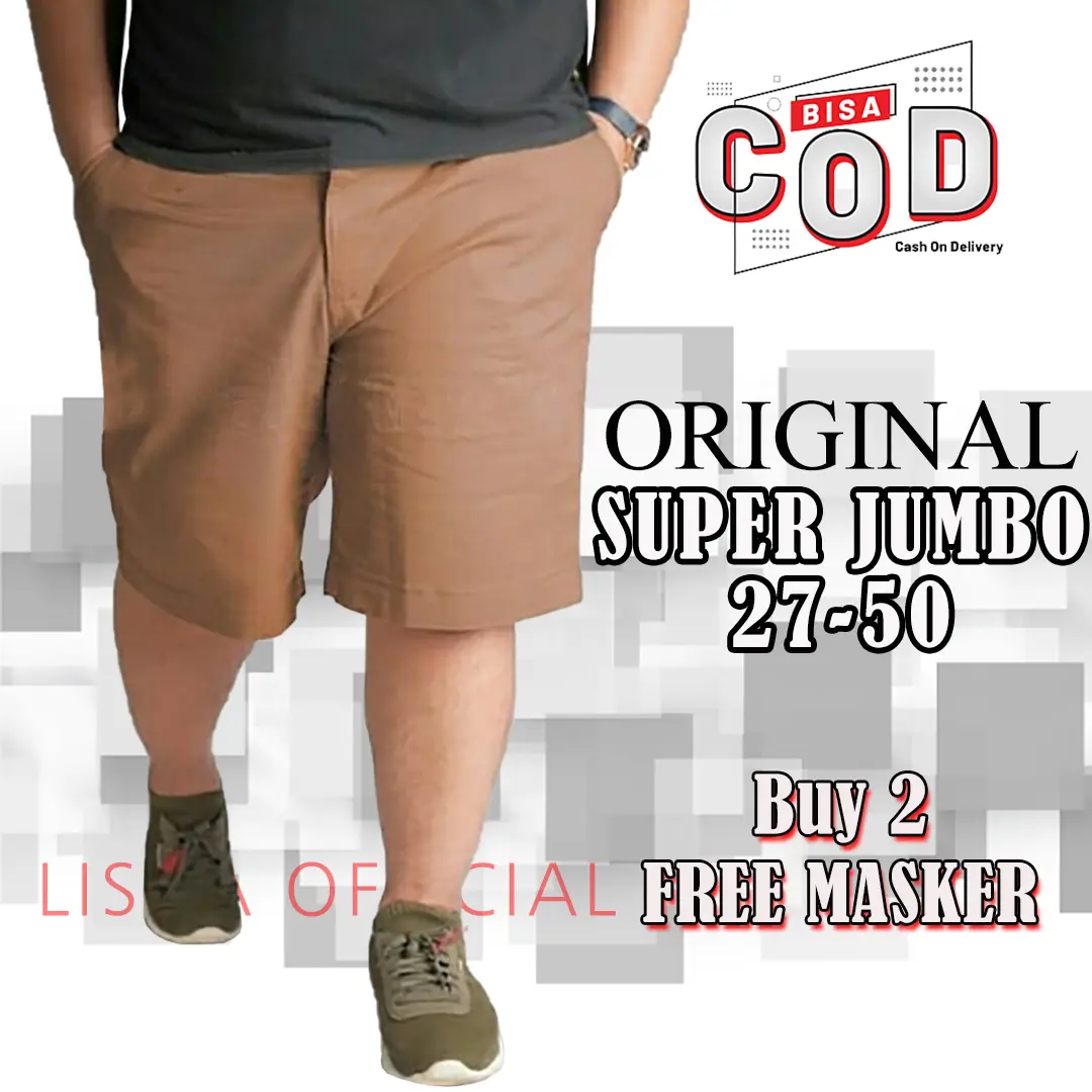 Celana Pendek Pria Chino Jumbo Big Size Chinos Cowok Reguler Fit Bahan Melar