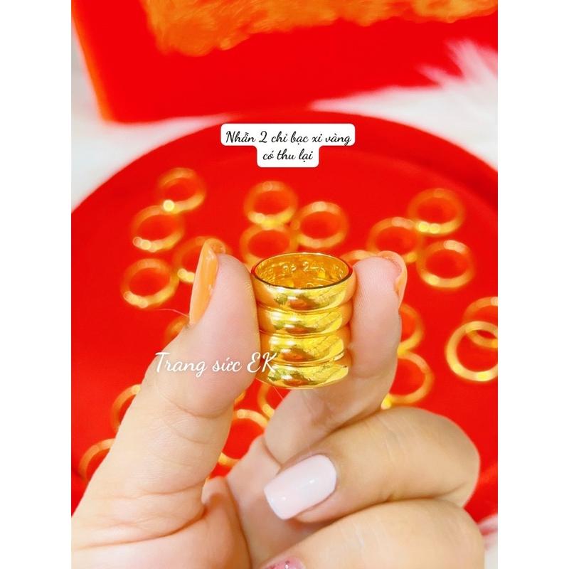 COMBO Nhẫn trơn 2 chiếc khắc 9999 mạ vàng cao cấp ko đen ko ri