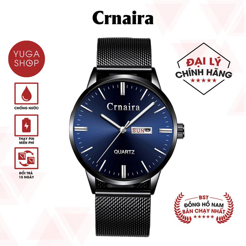 Đồng hồ nam CRNAIRA C9 mặt tròn có lịch thứ lịch ngày dây thép không gỉ TẶNG DỤNG CỤ THAY DÂY, HỘP ĐỒNG HỒ, PIN ĐỒNG HỒ DỰ PHÒNG ( SỐ LƯỢNG QUÀ TẶNG CÓ HẠN )