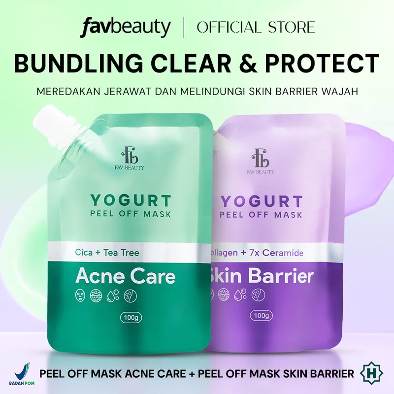 [Ready Stock] [Get Free Gift] FAV Beauty Paket 2pcs Yogurt Peel Off Mask Acne Care Brightening Skin Barrier Firming | Masker Kelupas Kulit Wajah Berjerwat Kering Penuaan Dini Perawatan Skin Barrier Melembabkan Melembutkan Mencerahkan | Halal | BPOM | COD 1