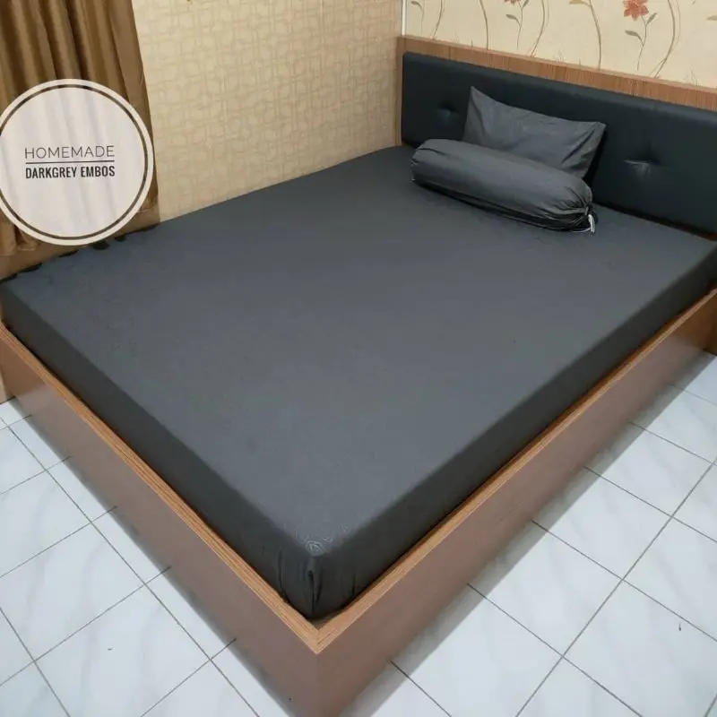 Sprei Embos Polos Uk 180x200 160x200 120x200 1 Set 2 Sarung Bantal dan 1 Sarung Guling Kain Katun Sudut Karet