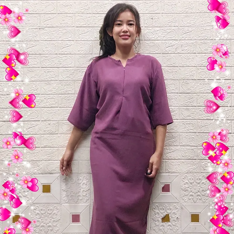 Gamis Daster Krinkle Airflow Lengan 3/4 Resleting Busui Wudu Friendly 8