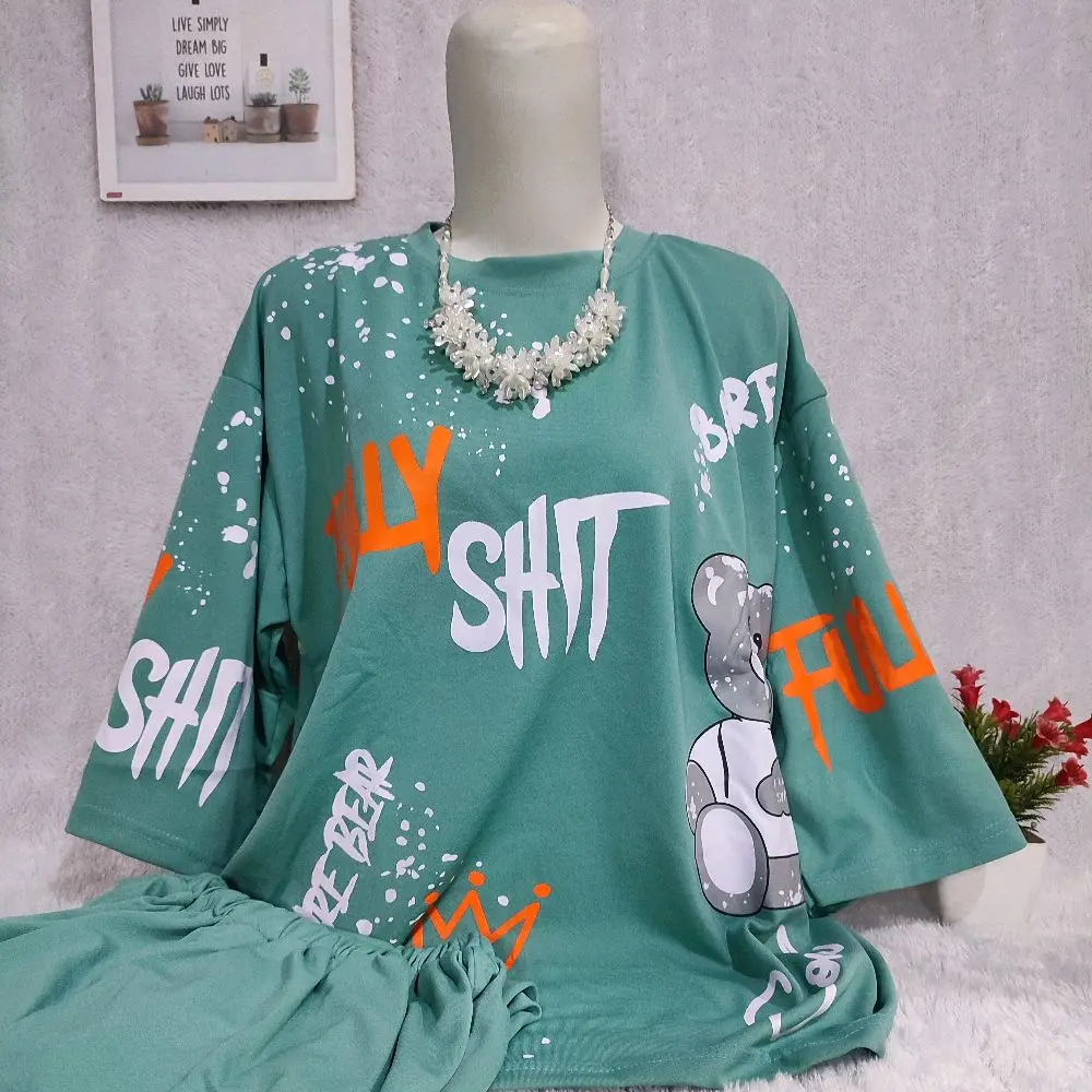 Setelan Kaos Jumbo Ld 130cm Bahan Kaos Premium Wanita - Baju
