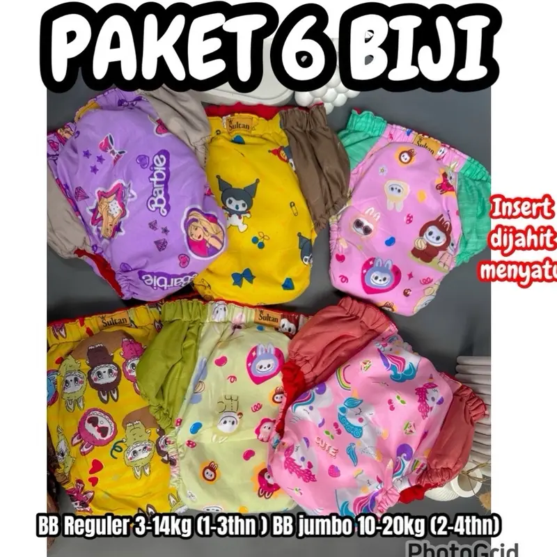 6biji JUMB0 bb 10-25kg clodi anak balita paha besar order disini dapat 6 biimji 2