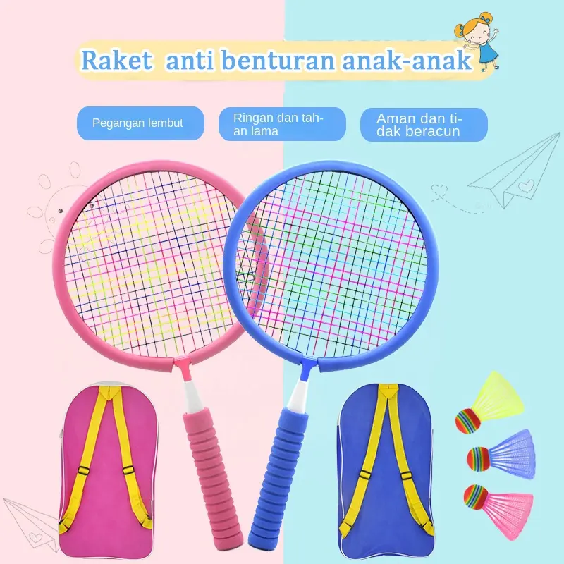 Raket Bulutangkis/ Raket badminton Anak ( Usia 3-6-12 Tahun Untuk TK/ SD) dengan tas Elegan Dan Shuttlecock