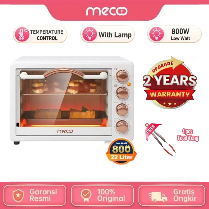 Mecoo Aesthetic Electric Oven 22 Liter 400-800 Low Watt Oven Listrik 22L Pemanas Panggangan