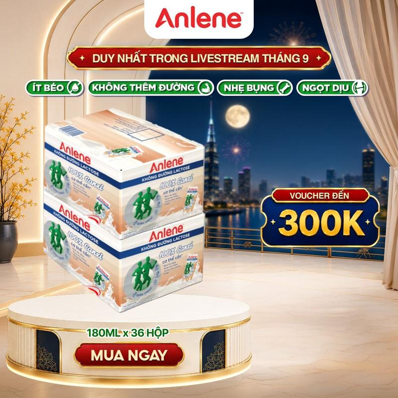 Combo 2 thùng 36 hộp 180ml Sữa tiệt trùng Anlene Lactose Free không thêm đường…
