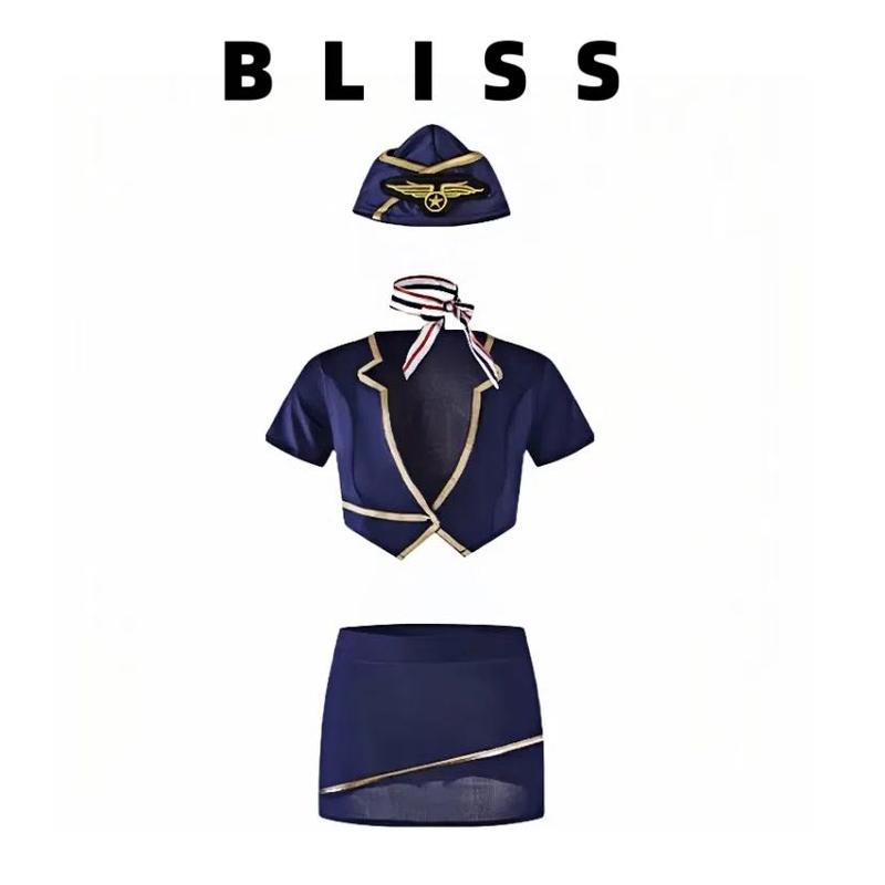  BLISS Stewardess Bộ Đồ Tiếp Viên Hàng Không 3 Món Cho Nữ Áo Ngắn Tay Váy Bodycon Ôm Sát Và Cà Vạt Thắt Nơ Thiết Kế Chuyên Nghiệp Phong Cách Thư Ký Văn Phòng Lịch Sự 