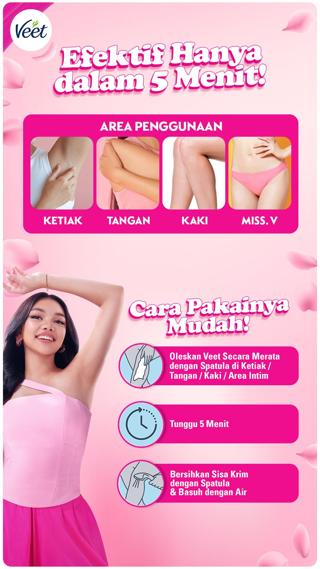 Veet Normal Skin Hair Removal Cream 25g (5 Pcs) – Krim Perontok Bulu Waxing Pencukur Penghilang Bulu