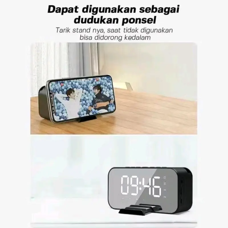 Speaker Mirror Alarm Led Display Musik Box Portable Bluetooth Wireless Bass Mini Stereo Blututh Spiker Music Mp3 Mp4 Player Elektronik 5