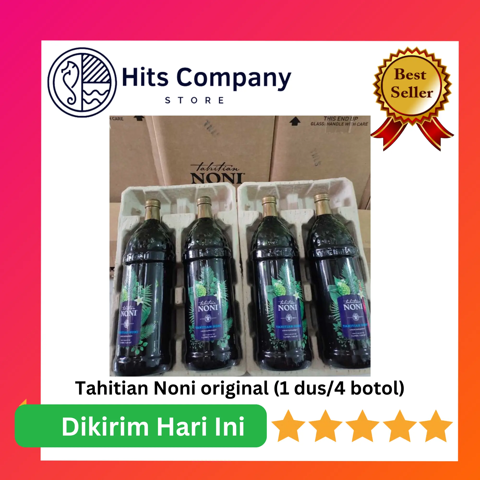Hits Company Tahitian Noni Original 1 Dus 4 Botol Sari Mengkudu Asli Untuk Kesehatan Kulit Dan Rambut