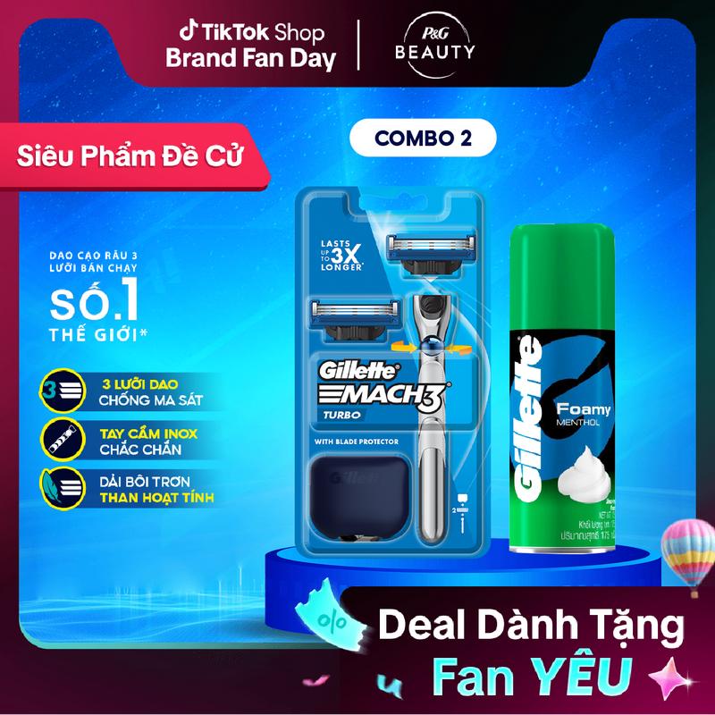 [Mua 1 tặng 1] Dao Cạo Nam GILLETTE Mach3 Turbo Tặng Bọt Cạo Râu GILLETTE Chai 175G (hương ngẫu nhiên)