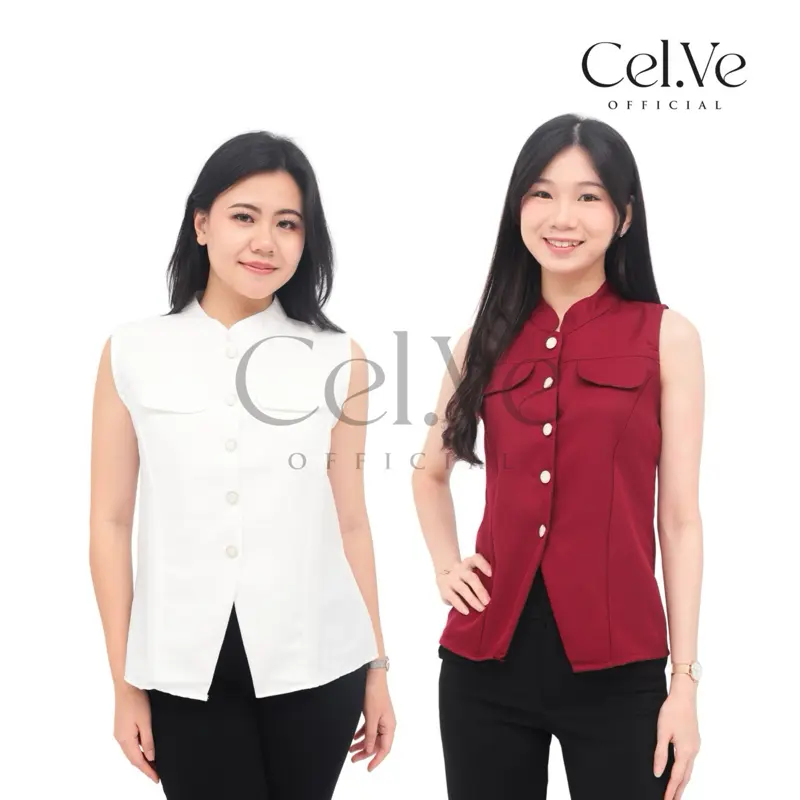 CELVE - Paris Vest Top (Rompi Atasan Wanita Kancing Semi Wool Basic Simple)