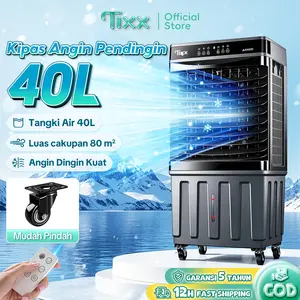 TIXX Air Cooler Portable 40L Tangki Air Besar 120° Sudut Lebar 3 Kecepatan Angin 10 Meter Jarak Hembusan 360° Roda Dapat Dipindahkan Tiga Lapis Tirai Es Untuk Rumah Restoran Toko Pabrik Kualitas Tinggi Awet Hemat Energi Aman