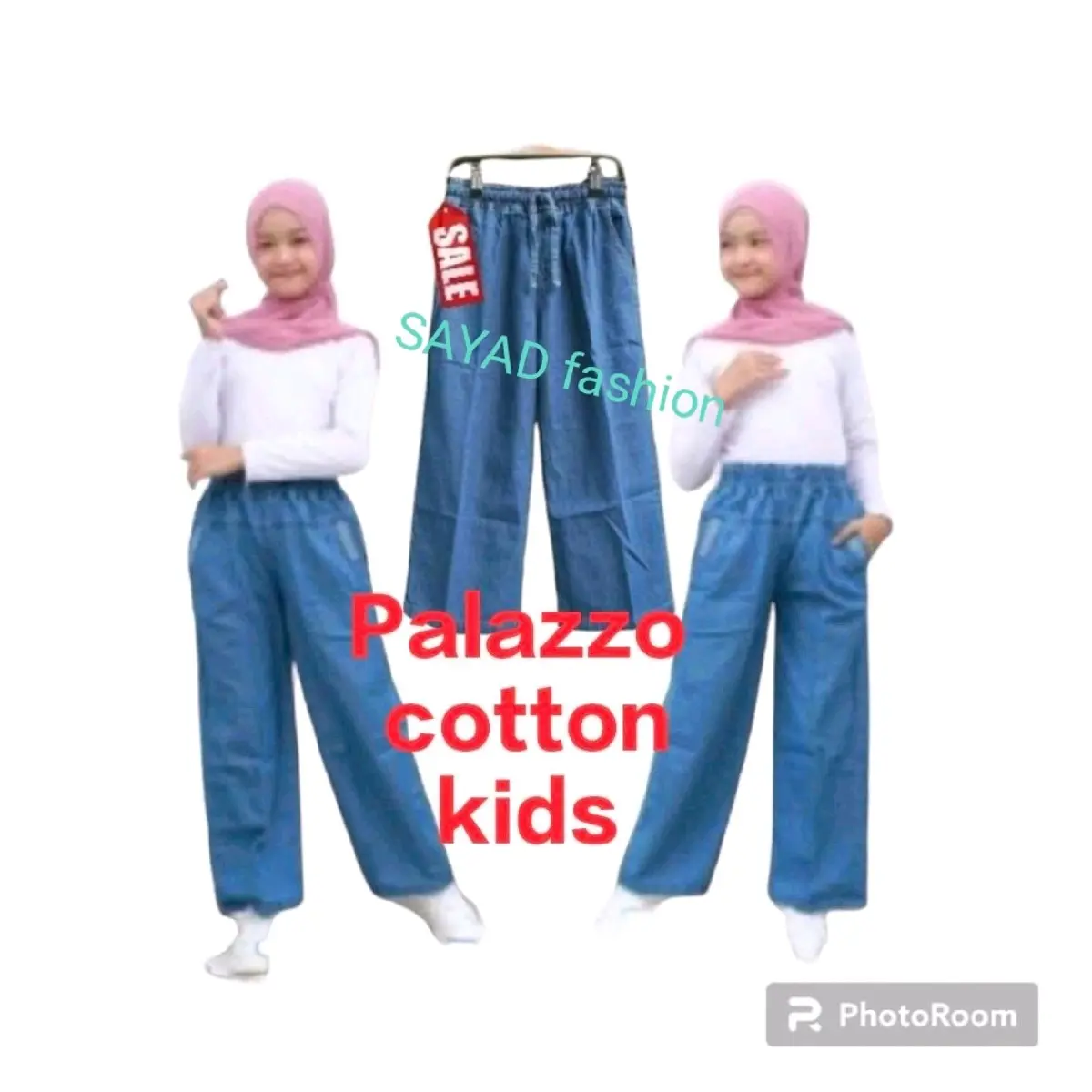 Denim Cotton palazzo for Baby (kid's) 2 year-12 year( Ada Pocket) Ready stoke.Soft fabric.