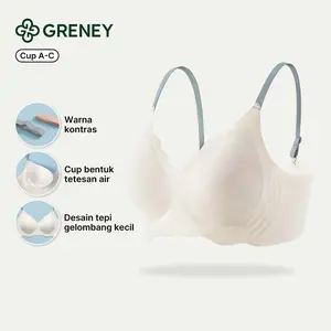 GRENEY-Gbras-Bra Gelombang Gesper 2 Penyangga wanita bra wanita remaja bh Jelly tanpa kawat nyaman Pakaian Dalam Cup Bisa Dilepas Seamless 3/4 Coverage Plain  tipis busa basic lingerie kemben  Remaja Lembut Dewasa-89418