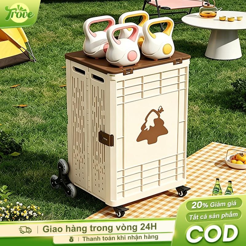 CODTrove Xe đẩy mua sắm gấp gọn Xe đẩy đi chợ ngoài trời bánh leo cầu thang…