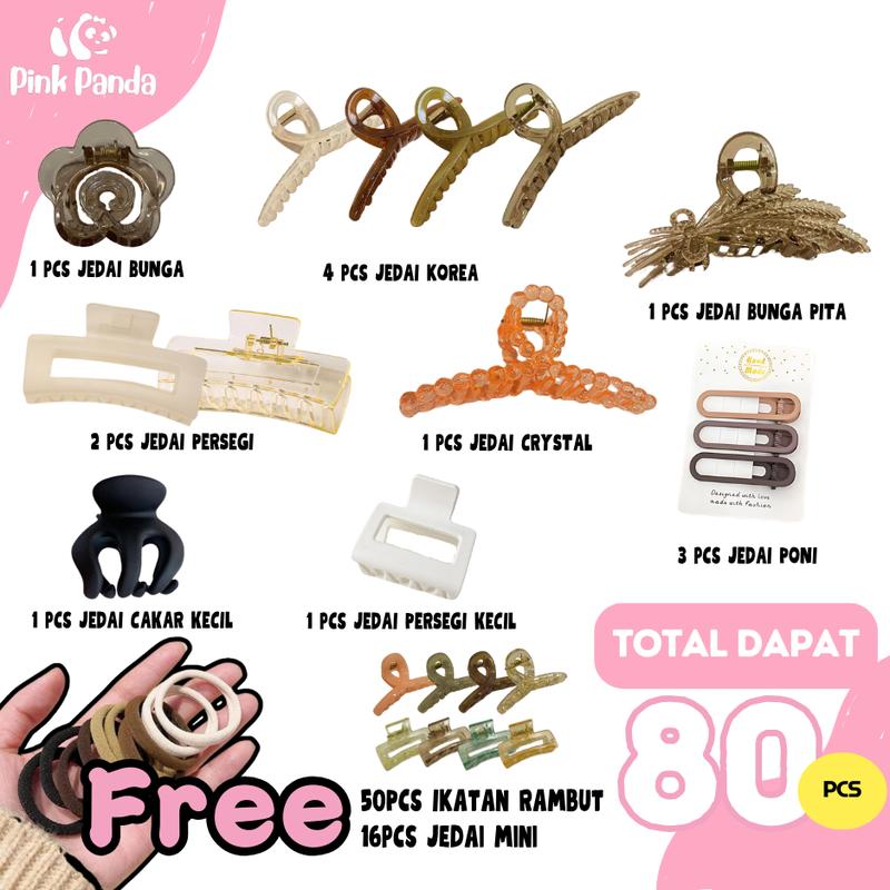 Paket Jepitan Rambut Korea Aesthetic 80pcs Paket Usaha Aksessoris Rambut Wanita Bahan Plastik Free Ikat Rambut 0