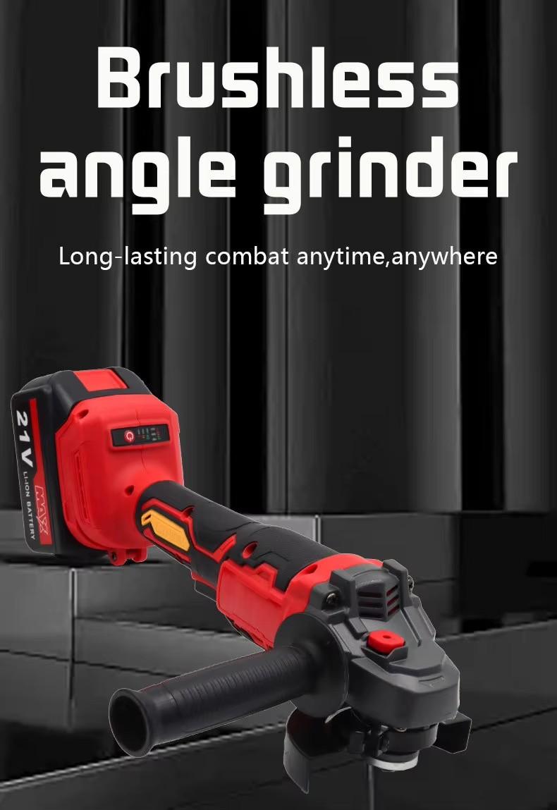 Product Introduction of 21VMakita style Cordless Brushless Angle Grinder Multi-functional Handheld Polishing Sanding High-speed Cutting Grinding Machine 12