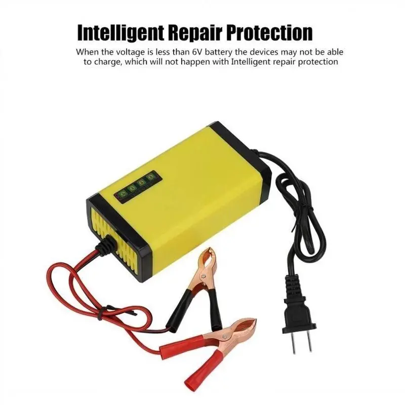 Pengisi Daya Aki 12V 6A Pulse Repair Pengisi Daya Aki Mobil Motor Otomatis Cerdas dengan Layar LCD 6