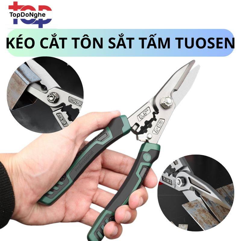  Kéo Cắt Tôn Sắt Tấm Tuosen Delixi CR-V 8.5 Inch Chuyên Dụng – Kéo Cắt Sắt Thép Lưới Kim Loại Cáp Dây Điện – Lưỡi Cắt Sắc Bén Chống Mòn 