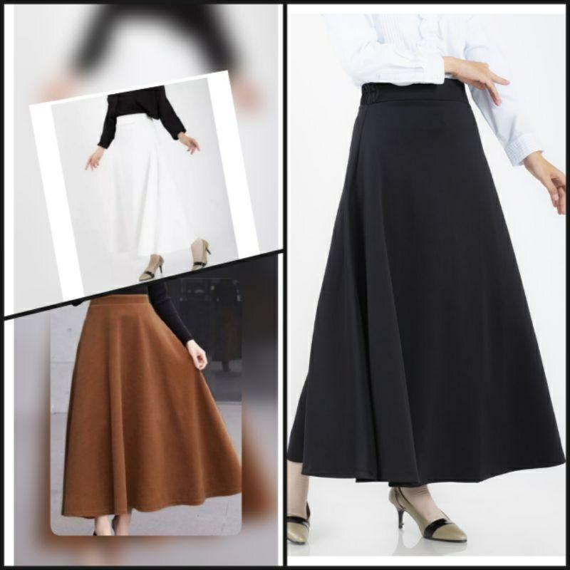 Product Introduction of Rok A Line Mayung Panjang Scuba Premium Wanita Dewasa Kerja Midi Nyaman Casual Cantik 7