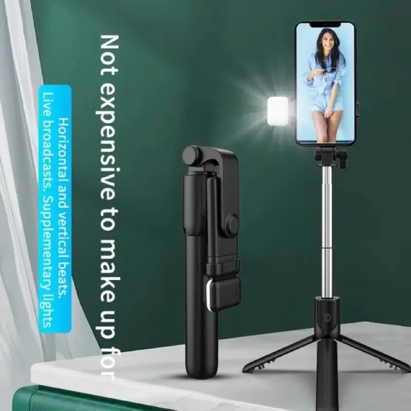 Tongsis Tripod R1S 4 in 1 Multifungsi Tripod Dengan Lampu Led Free Remote Selfie Bluetooth Panjang -+ 70-80 Cm Tripod 1
