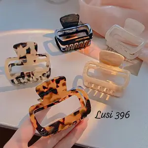 Jepit Rambut Lusi 396 Jedai Kotak Korea Dewasa Wanita motif l30pard Coklat Clips Plastik