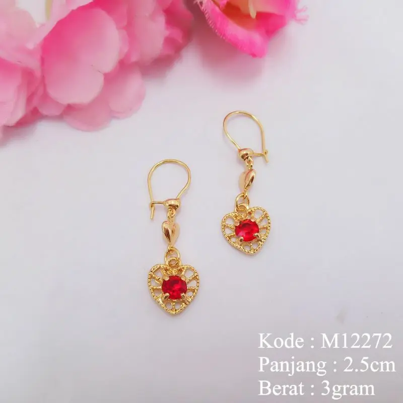 anting gantung anting desi permata merah anting premium anting titanium 1