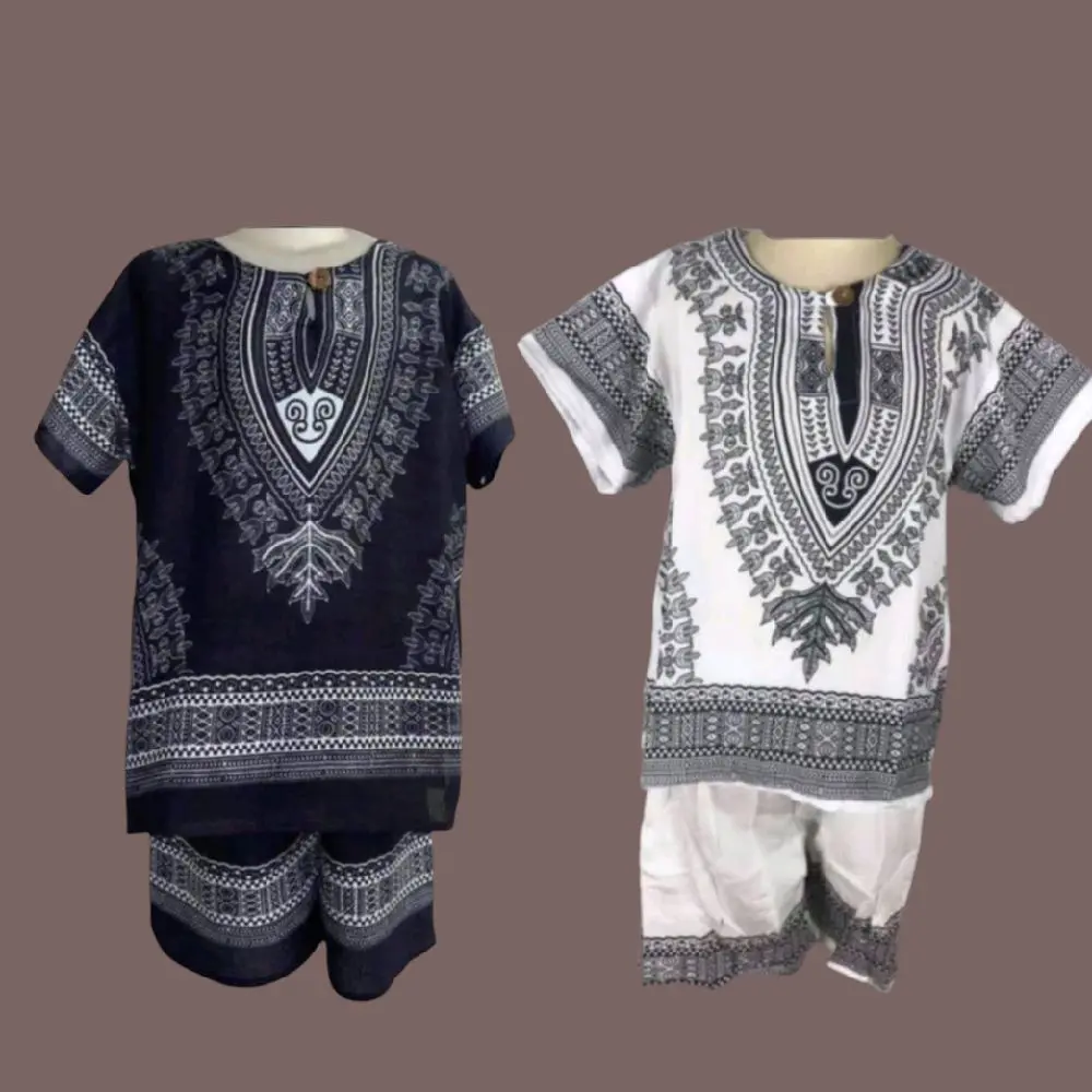 Dashiki Terno for Kids Black and White