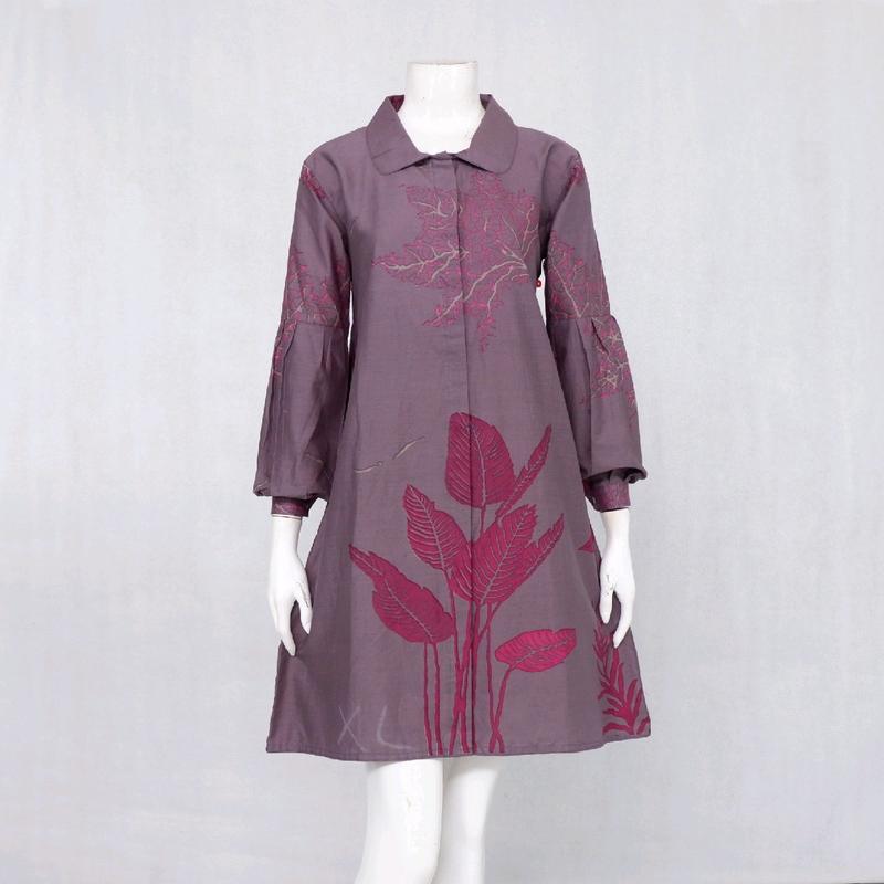 Tunik Wanita Batik Anyelir Rinjani Berkerah Formal SMLXLXXLXXXL Kancing Depan Cantik Elegan Katun Kantor 2