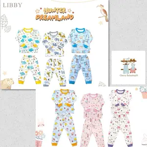 Libby Setelan Piyama Panjang Oblong Kancing Pundak